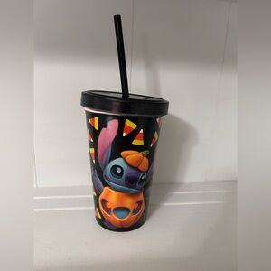 Disney Lilo and Stitch Halloween Tumbler with Candy Corn and straw with lid